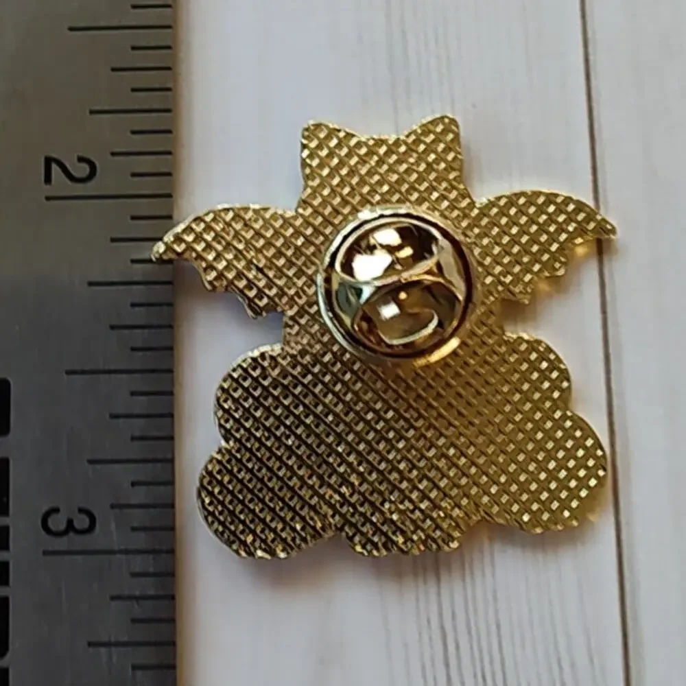Winged Black Cat Skull Pin Gothic Witchy Halloween Occult Cat Lapel Pin